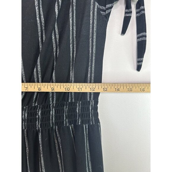 Derek Heart Womens Black White Striped Jumpsuit Casual Comfort Style Size Large - Picture 11 of 13